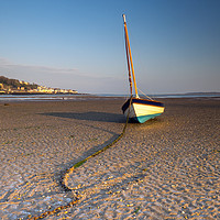 Buy canvas prints of Yacht moored on Instow beach in North Devon by Tony Twyman