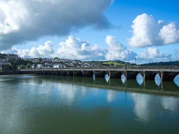 Bideford Long bridge in the sunshine of Devon Picture Board by Tony Twyman