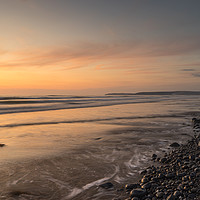 Buy canvas prints of Westward Ho! sunset clouds at high tide by Tony Twyman