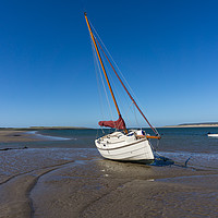 Buy canvas prints of Yacht moored on Grey sands beach at Appledore by Tony Twyman