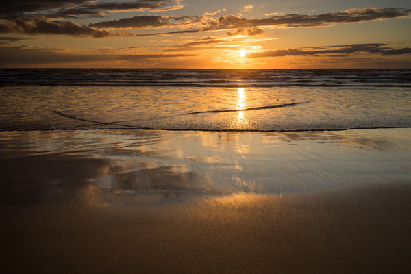 reflective Westward Ho sunset Picture Board by Tony Twyman