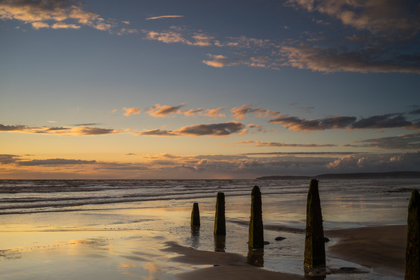 Sunset beach Groynes Picture Board by Tony Twyman