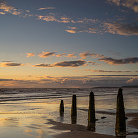 Buy canvas prints of Sunset beach Groynes by Tony Twyman