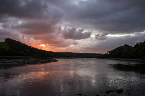 Moody Sunrise on the River Torridge at Bideford Picture Board by Tony Twyman
