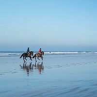 Buy canvas prints of Horses on Westward Ho beach by Tony Twyman