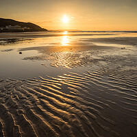 Buy canvas prints of Beach sunset at Westward Ho! by Tony Twyman