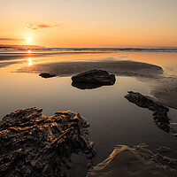 Buy canvas prints of Sunset beach rock pool by Tony Twyman