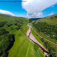 Buy canvas prints of The Swale between Kisdon & Ivlet Side, an Aerial View by Edward Laxton