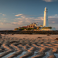 Buy canvas prints of St Marys Lighthouse and Sand Ripples  by Tyne Tees Photography