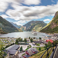 Buy canvas prints of Panoramic view perspective of the Geiranger harbor by RUBEN RAMOS