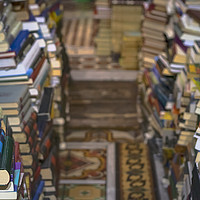 Buy canvas prints of Stack of old books, selective focus. by RUBEN RAMOS