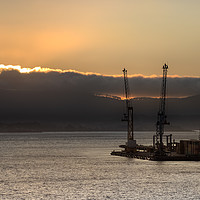Buy canvas prints of Two shipping cranes at the Bell Bay port in Tasman by RUBEN RAMOS