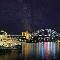 Buy canvas prints of Panoramic view of the Sydney Harbour at a starry n by RUBEN RAMOS