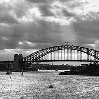 Buy canvas prints of The Sydney Harbour Bridge under clouds.  by RUBEN RAMOS
