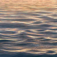 Buy canvas prints of Close-up of soft sea waves at sea at sunset gold h by RUBEN RAMOS