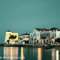 Buy canvas prints of The Spetses Island waterfront over a cloudy sky at by RUBEN RAMOS