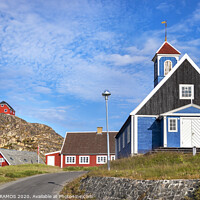 Buy canvas prints of The Bethel Blue church in Sisimiut, Greenland by RUBEN RAMOS