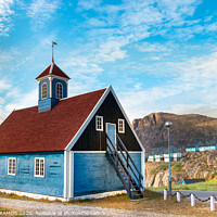 Buy canvas prints of The Bethel Blue church in Sisimiut. by RUBEN RAMOS