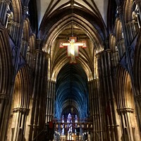 Buy canvas prints of Lichfield Cathedral  by Tony Williams. Photography email tony-williams53@sky.com