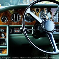 Buy canvas prints of Dashboard interior Rolls Royce Silver Shadow by Tony Williams. Photography email tony-williams53@sky.com