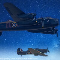 Buy canvas prints of Lancaster Bomber and a Hurricane  by Tony Williams. Photography email tony-williams53@sky.com