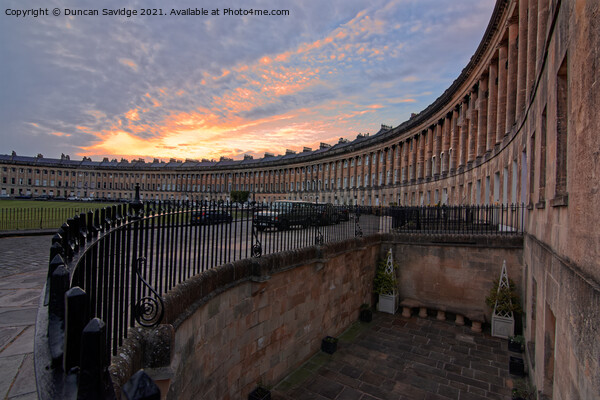 Royal Crescent Bath at sunset  Picture Board by Duncan Savidge