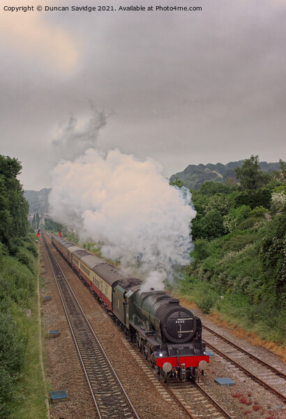 Royal Scot steam train leaves Bath Spa on a cold summers evening Picture Board by Duncan Savidge