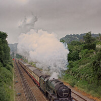 Buy canvas prints of Royal Scot steam train leaves Bath Spa on a cold summers evening by Duncan Savidge