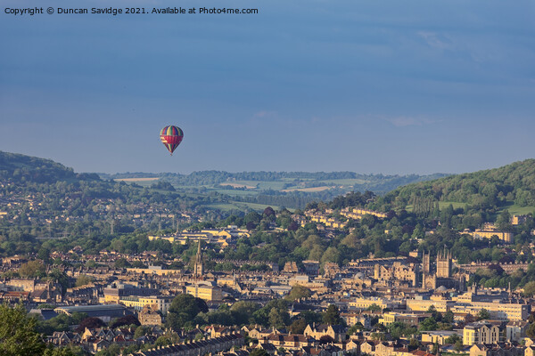 Hot air balloon over Bath Picture Board by Duncan Savidge