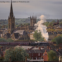 Buy canvas prints of Moody Black 5 steam train makes dramatic exit from by Duncan Savidge