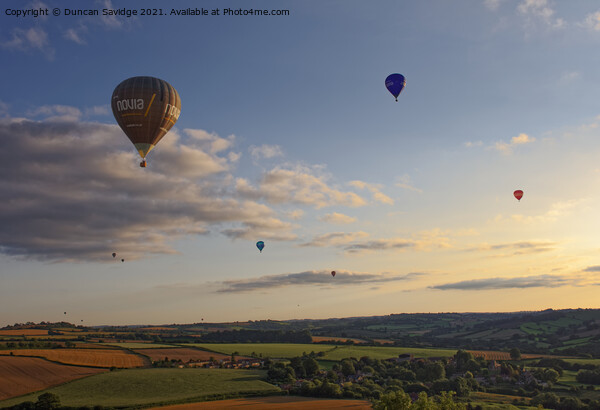 Hot air balloons over Englishcombe village  Picture Board by Duncan Savidge