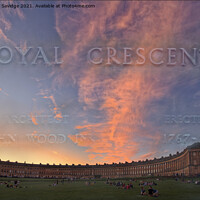Buy canvas prints of A blended sign of the Royal Crescent against the sun set by Duncan Savidge