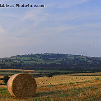 Buy canvas prints of Hot air balloons over harvested field near Bath by Duncan Savidge