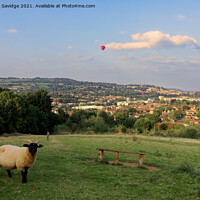 Buy canvas prints of Hot air balloon passing Bath City Farm by Duncan Savidge