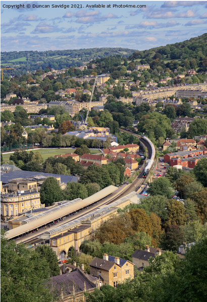 35028 Clan Line steam train rolls into Bath Spa Picture Board by Duncan Savidge