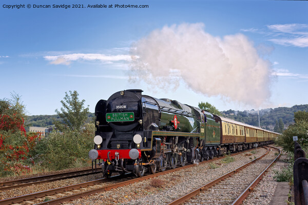 Clan line steam train with exhaust leaving Bath Spa Picture Board by Duncan Savidge