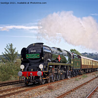 Buy canvas prints of Clan line steam train with exhaust leaving Bath Spa by Duncan Savidge