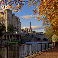 Buy canvas prints of Golden Autumn in Bath by the river by Duncan Savidge