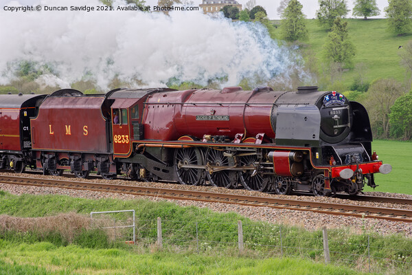 The Duchess of Sutherland 6233 steam train Picture Board by Duncan Savidge