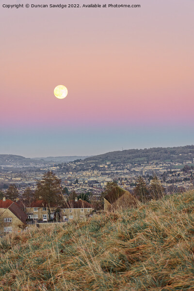 Wolf Moon over Bath at dusk Picture Board by Duncan Savidge