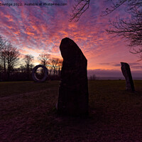 Buy canvas prints of Sunset at Heaven's Gate Longleat sculptures  by Duncan Savidge