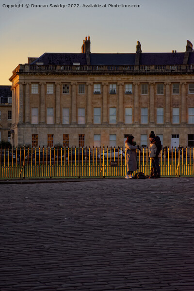 Royal Crescent Bath bathed in honey coloured golden winter sun Picture Board by Duncan Savidge