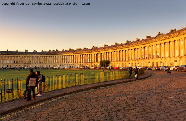 Royal Crescent Bath bathed in honey coloured golde Picture Board by Duncan Savidge