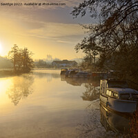 Buy canvas prints of River Avon at Saltford frosty morning misty sunrise  by Duncan Savidge
