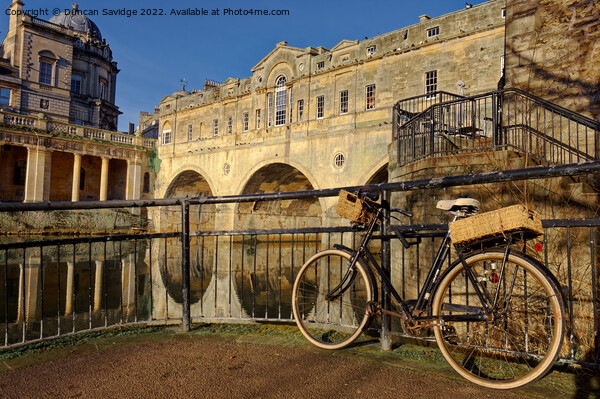 The old Bicycle and Pulteney Bridge Picture Board by Duncan Savidge