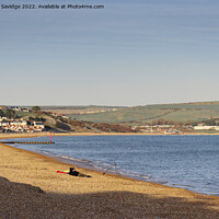 Buy canvas prints of Greenhill beach Weymouth at golden hour by Duncan Savidge