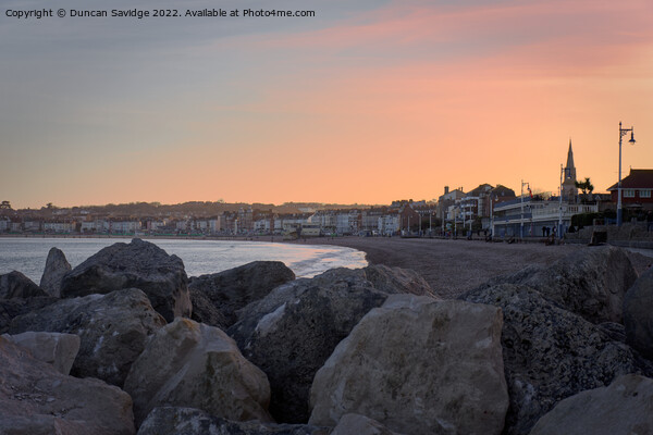 Pink Skies over Weymouth Picture Board by Duncan Savidge