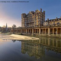 Buy canvas prints of Empire hotel in Bath reflected in the River Avon early morning by Duncan Savidge