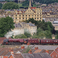 Buy canvas prints of LMS 6233 Duchess of Sutherland Steam Locomotive light engine through Bath by Duncan Savidge