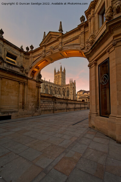 Building arch at York Street framing Bath Abbey new pavement  Picture Board by Duncan Savidge